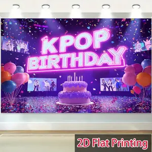 Kpop-Themed Birthday Party, Vibrant Purple Background Banners - Suitable Gifts, Ideal Birthday Parties, Theme Parties, Home Bedroom Decorations, Indoor And Outdoor Decorations, Room Decoration For Teenage Boys And Girls