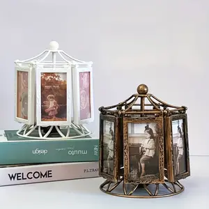 1pc Retro Style Desktop Decoration Photo Frame, Music Carousel Photo Frame - Rotating Light Melody, Ideal Gift for Birthday, Wedding, Home Decoration, Valentine's Day Gift Frame Material ABS Plastic