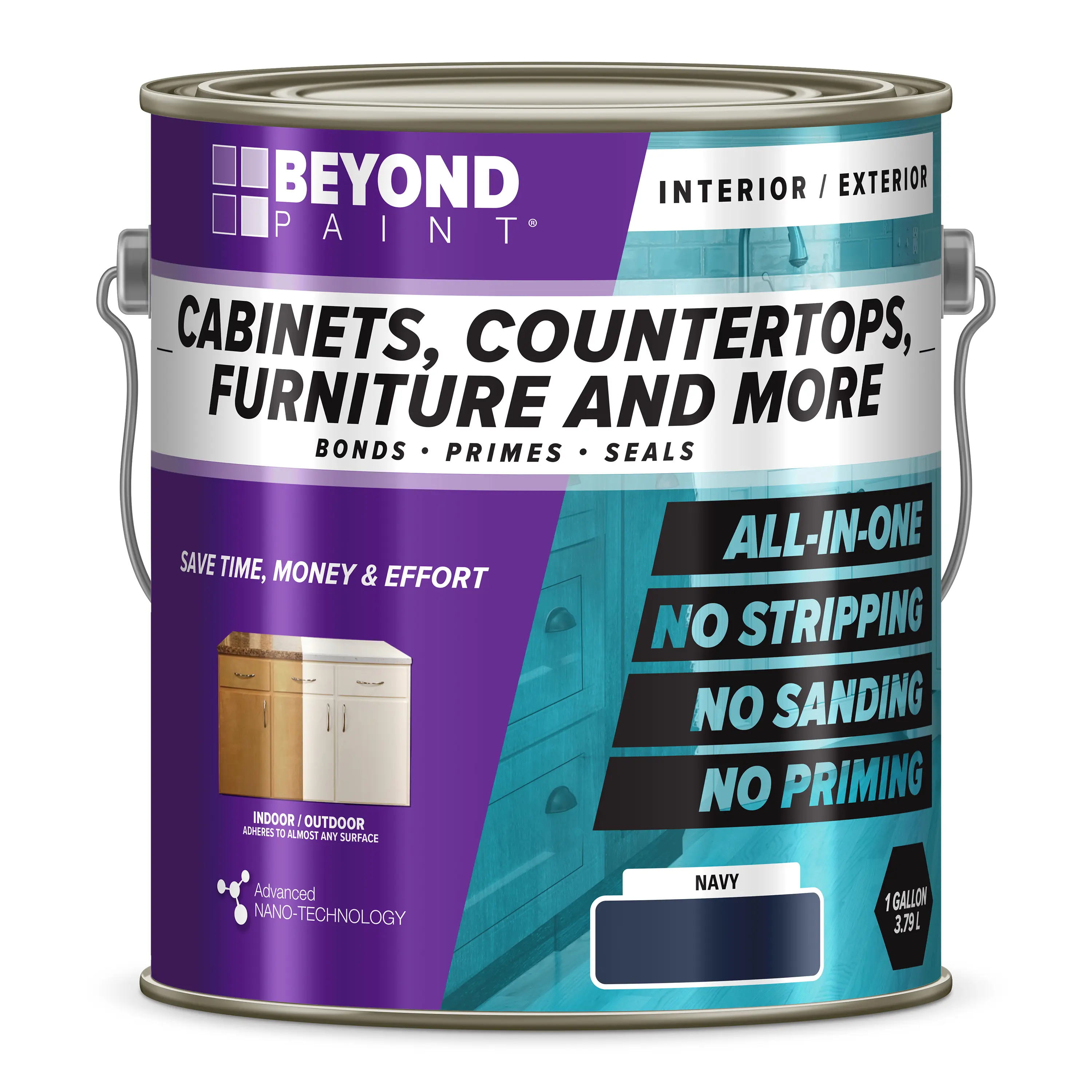 Beyond Paint All-In-One Navy Refinishing Paint for Cabinets, Countertops, Furniture, and more