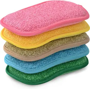 Multipurpose Kitchen Scrub Sponge - Heavy Duty Non-Scratch Cleaning Sponge, Reusable Microfiber for Household Cleaning, Random Colors (Multicolour)