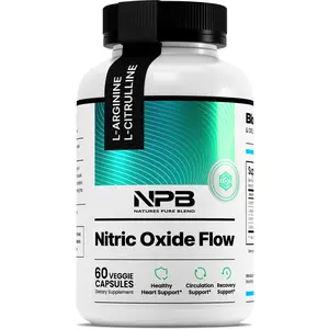 Nitric Oxide Flow - Blood Pressure Support, Supplement Edible, Dietary, Fitness, Blood Flow, Nitric Oxide Booster, Amino Acid, Recovery Support Cardiovascular Health
