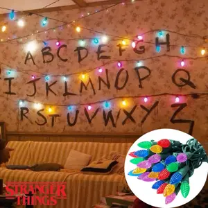 20/50/100 LED Multi-Color Christmas Lights String, Stranger Things Solar Strawberry Lights, 8 Flash Modes, IpX4 , for Indoor and Outdoor Use, Multi-Color for Tree, Garland, Garden, Patio and Christmas Decor, Whimsical Lighting, Led Party Light