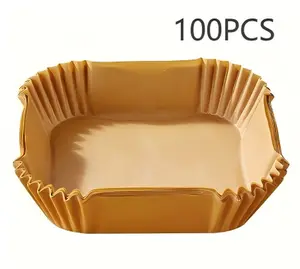 100 Pieces of Disposable Air Fryer Special Paper for Household Use Food Grade Oil Absorbing Paper Baking Paper Square Thickened High Temperature Resistant