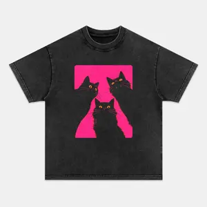 BLACK CATS T-shirt, Unisex Vintage Crew Neck Regular Fit Cotton Fabric Casual Comfort Breathable Short Sleeve Funny T-shirts Fashion Men&Women's Top for Streetwear 032001
