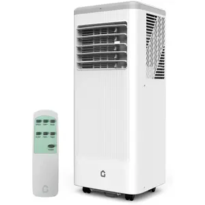 White 10000 BTU  Portable Air Conditioners with Heater  3 in 1 Cooling AC Portable Air Conditioner for Room with Sleep Mode  Ventless Floor Air Conditioner  3 Speeds Fan  Dehumidifier