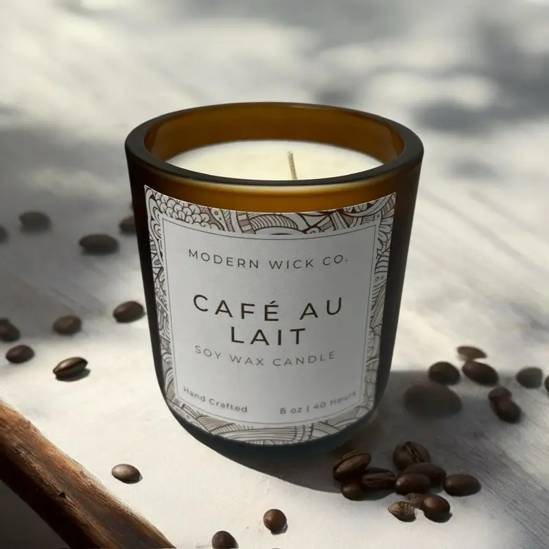 Modern Wick Café Au Lait Soy Wax Candle - Hand Crafted Coffee & Beverage Candle