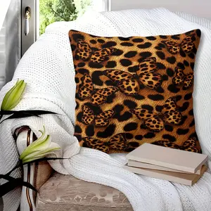 [1 Throw Pillow] 45cm Printed Throw Pillow (Includes Insert) |Leopard Print Butterfly Pattern Throw Pillow, Artistic Nature-Inspired Digital Print Cushion, Soft Decorative Pillow for Living Room, Sofa, Bedroom, Elegant Home Decor