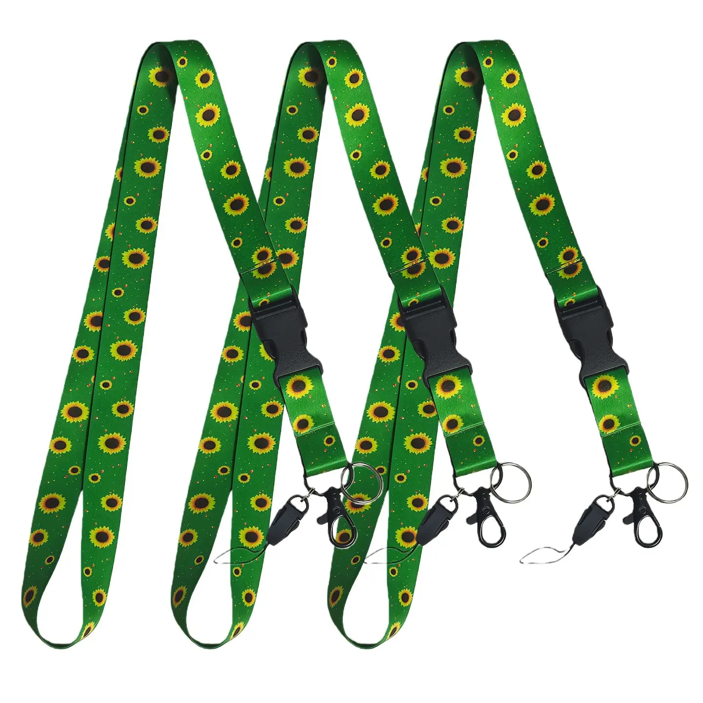 3PCS Vibrant Sunflower Staff Lanyard Badge Holder | Perfect for NHS, Teachers & Office ID | Durable Green Floral Neck Strap with Safety Breakaway | British Summer Vibes