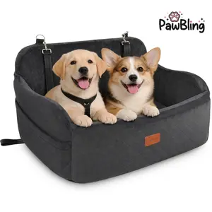 Lealchum Dog Car Seat Booster Fully Detachable & Washable Memory Foam Pet Car Bed, Soft Fabric with Adjustable Safety Straps & Anti-Slip Bottom, Fits Front & Back Seats for All Vehicles, Suitable for Dogs & Cats，Vacuum-compressed; no assembly required.