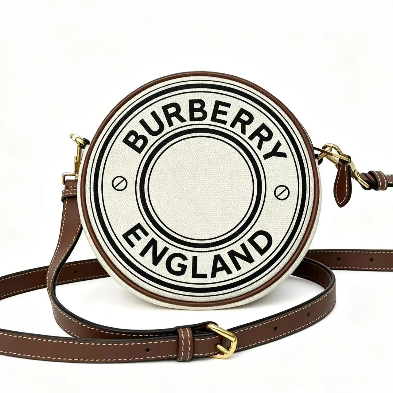 Pre-owned BURBERRY Canvas Crossbody Bags Mini Louise Logo Print Round Crossbody Bag YZ0081