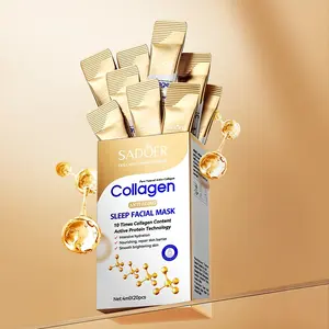 Sadoer Collagen Sleep Mask, Collagen Hydration Mask, 20pcs Night Repair Face Mask, Easy Absorption, Non-Irritating, Unisex, Portable, No Wash Needed