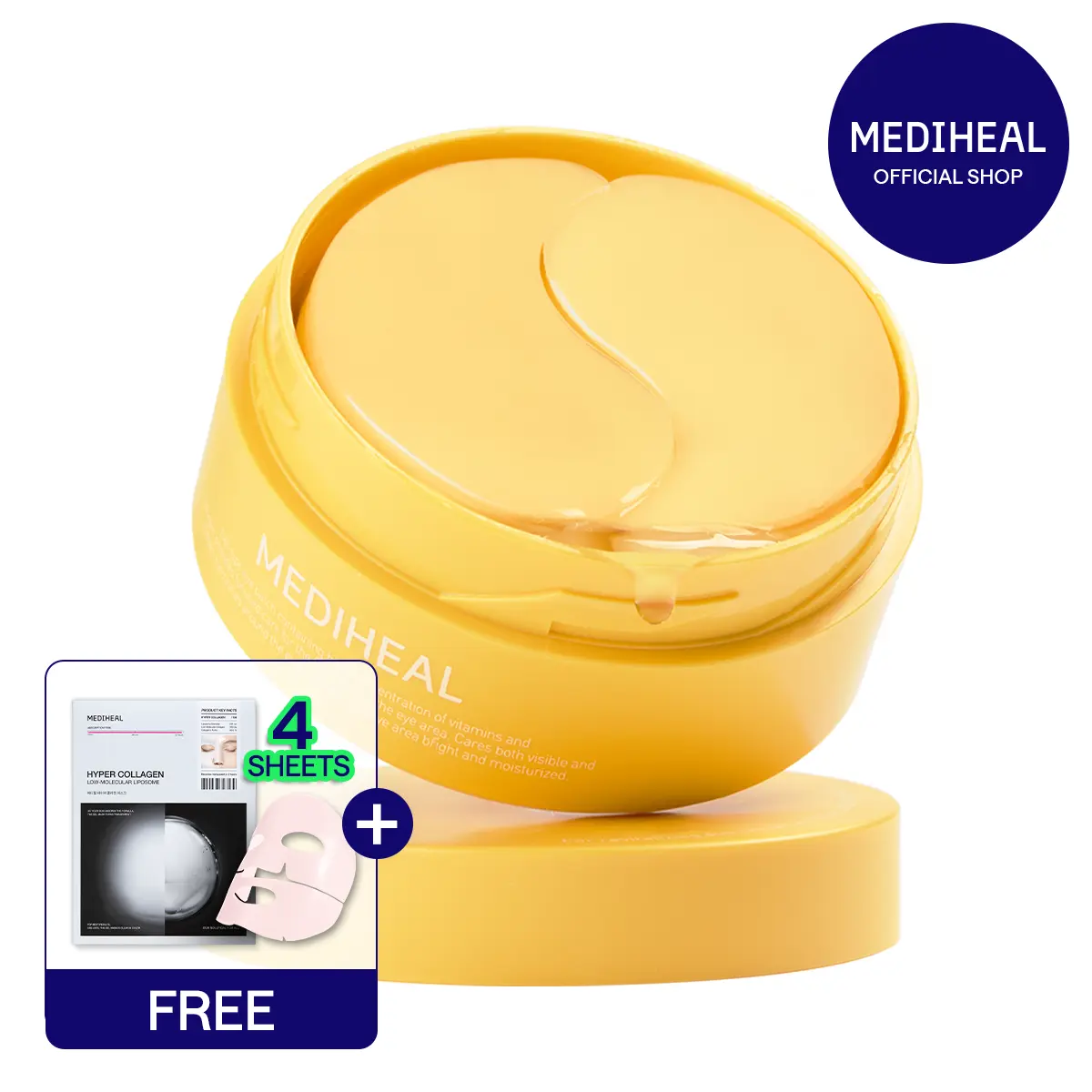 [MEDIHEAL] Vita Collagen Eye Ampoule Patch | 95% Pure Retinol & 7 Vitamin Complex | Inner Elasticity & Blemish Care | 0.00 Low Irritation German Dermatest | Korean Skincare