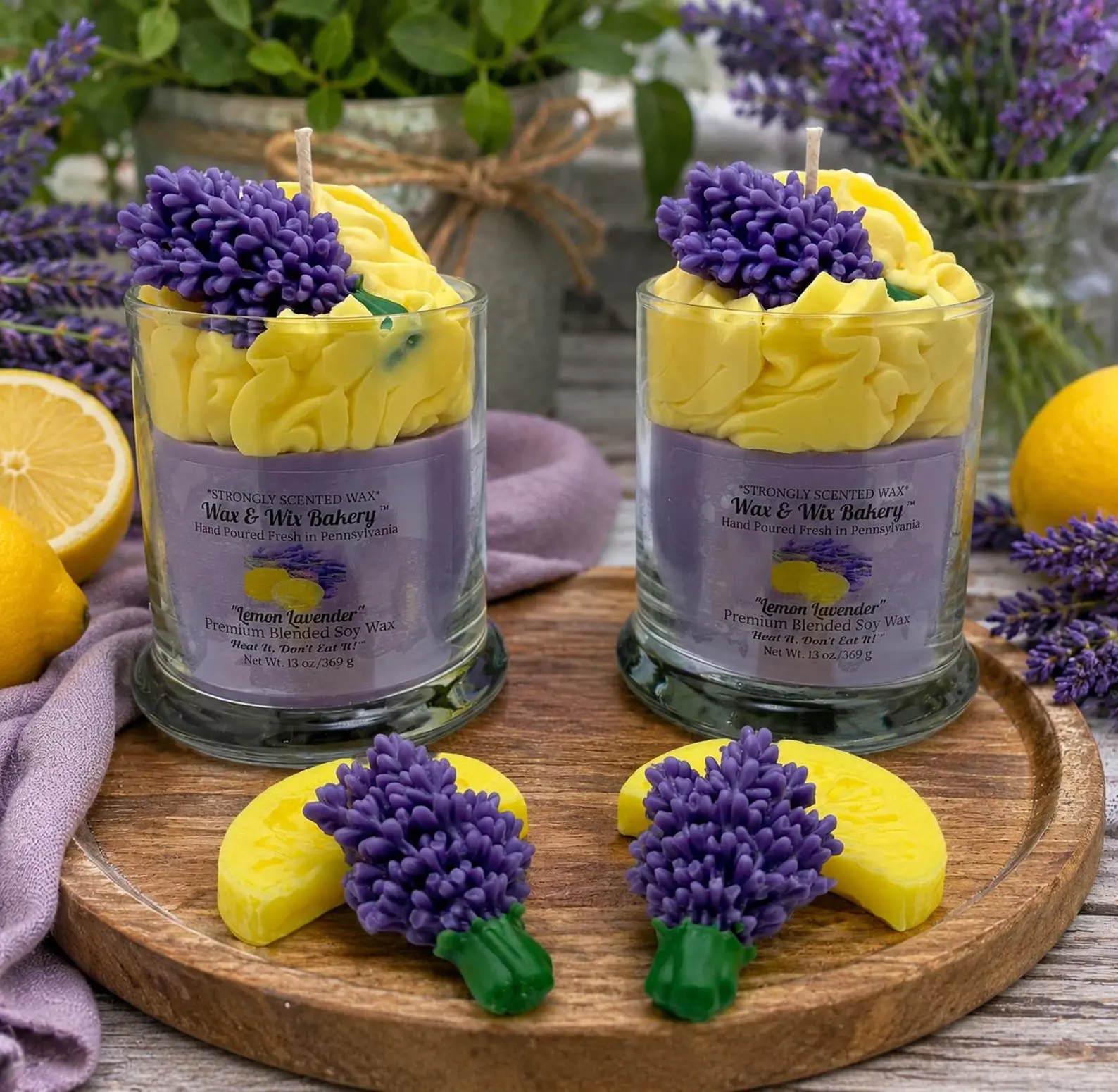 Lavender Lemon Soy Candle. Large 13 oz. Soy Candle. Lavender/Lemons. Strongly Scented Candle. Spring & Summer Candle.
