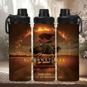 1pc 20oz Supernatural Carry On My Wayward Son Stainless Steel Insulated Water Bottle with Handle, Portable Travel Cup, Ideal Gift for SPN Fans,Suitable for Hot And Cold Beverages,Perfect for Outdoor Travel,Christmas Gifts,Birthday Presents