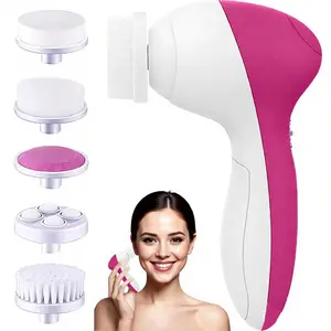 Waterproof Facial Cleansing Brush - Electric with 5 Exfoliating Brush Heads | Gentle & Deep Scrubbing for Women & Men, Skincare Tool Gift