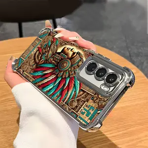 Mysterious Maya style totem personalized phone case suitable for SAMSUNG Galaxy S24/S23/S22Ultra FE Plus electroplated all inclusive anti fall phone case 016 Protector Screen Protector Protection Protective Cover Cellphone Casing Smartphone