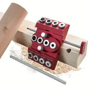 Woodworking Drill Guide Jig, 30/45/90 Degree Angled Drill Guide Jig with 4 Sizes Drill Holes, Multi-angle Drilling Hole Locator with Positioning Rod