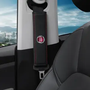2pcs Car Seat Belt Leather Cushion, Safety Belt Shoulder Protector Pad, Fits Fiat Abarth Panda Bravo Punto Croma 500 595 124 Spider