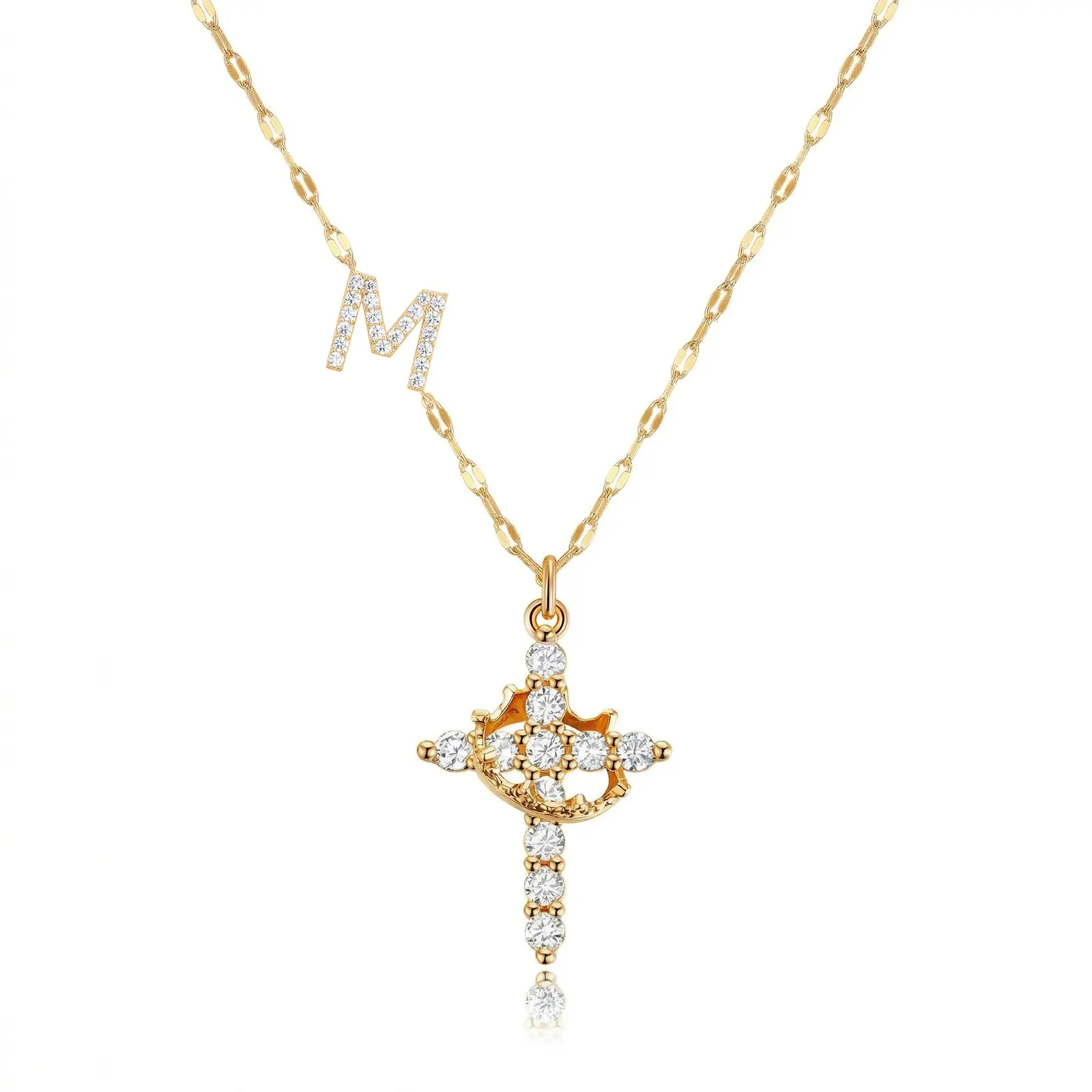 14K Gold Plated Cross Necklace for Women Initial Letter Necklace for Women Mother's Day Gift