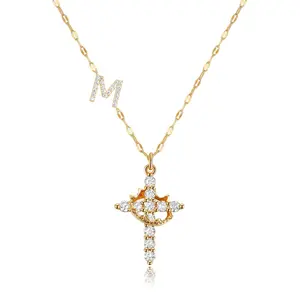 14K Gold Plated Cross Necklace for Women Initial Letter Necklace for Women Mother's Day Gift