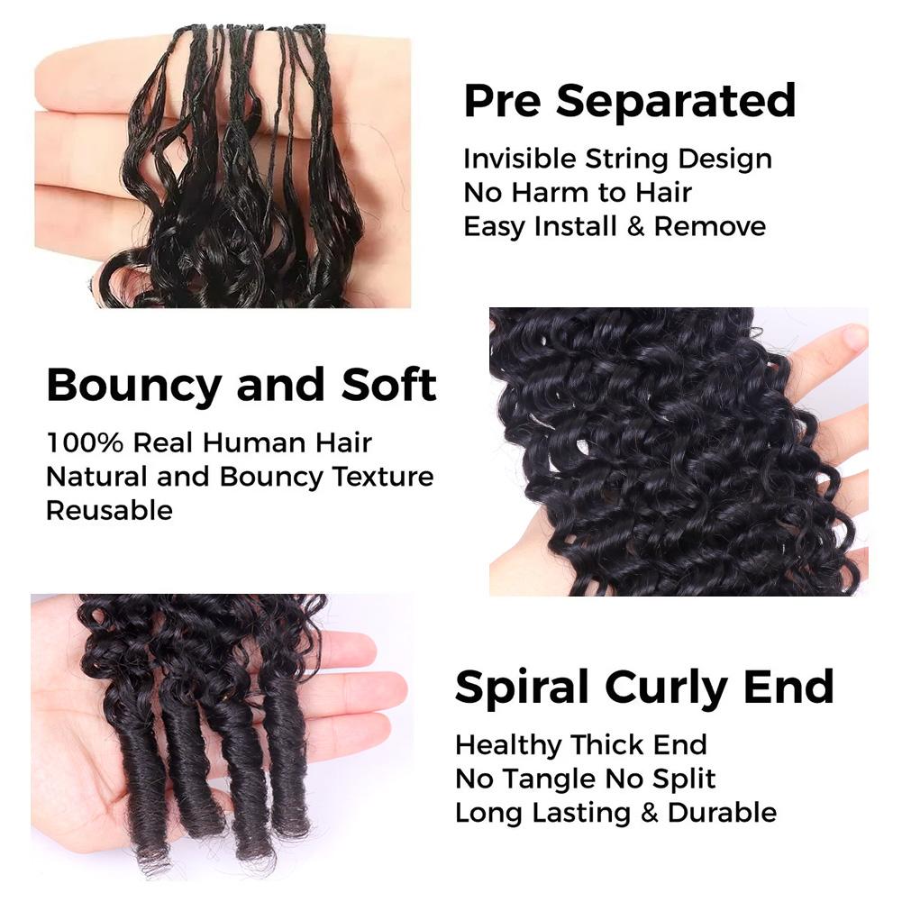 Feather Crochet Human Hair Burmese Curly Crochet Hair for Black Women Knotless Pre-Separated Lightweight Miracle Knots Crochet Human Hair 100% Real Human Hair Bundles Soft Reusable