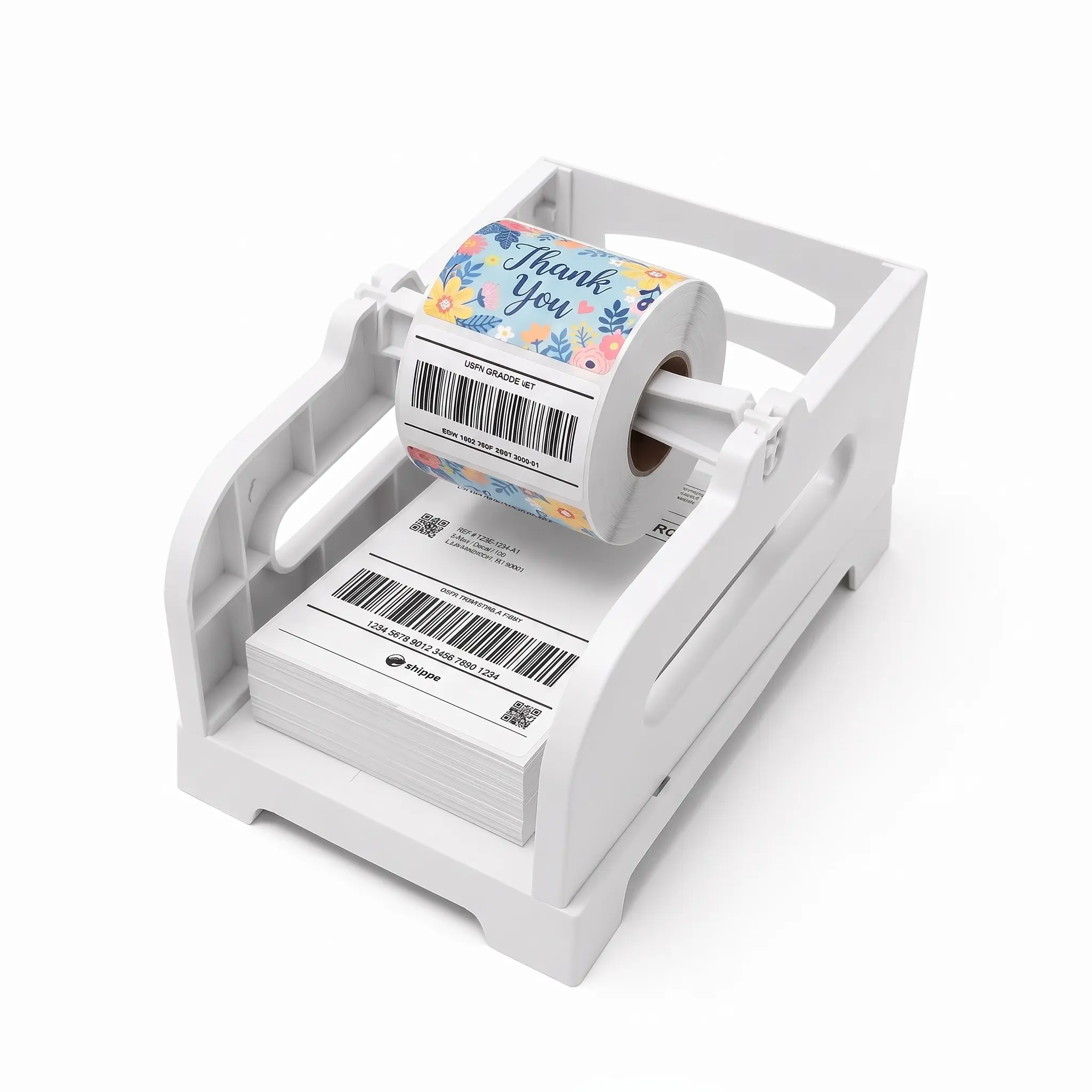 Hanin External Label Holder for Desktop Shipping Label Printers - Compatible with Fanfold and Roll Labels, Universal Thermal Printer Paper Tray