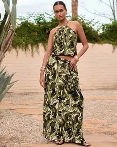 Express Textured Printed High Waisted Pull On Maxi Skirt