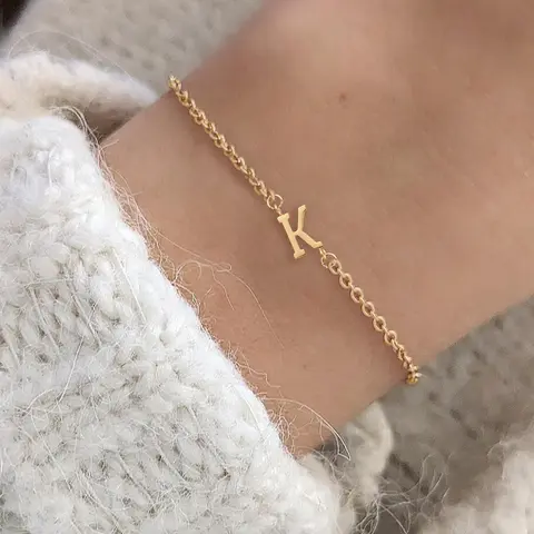 Summer Letter Detail Link Bracelet, Stainless Steel Jewelry for Women for Gift, Accessories for Daily Wear Valentine's Day Gift