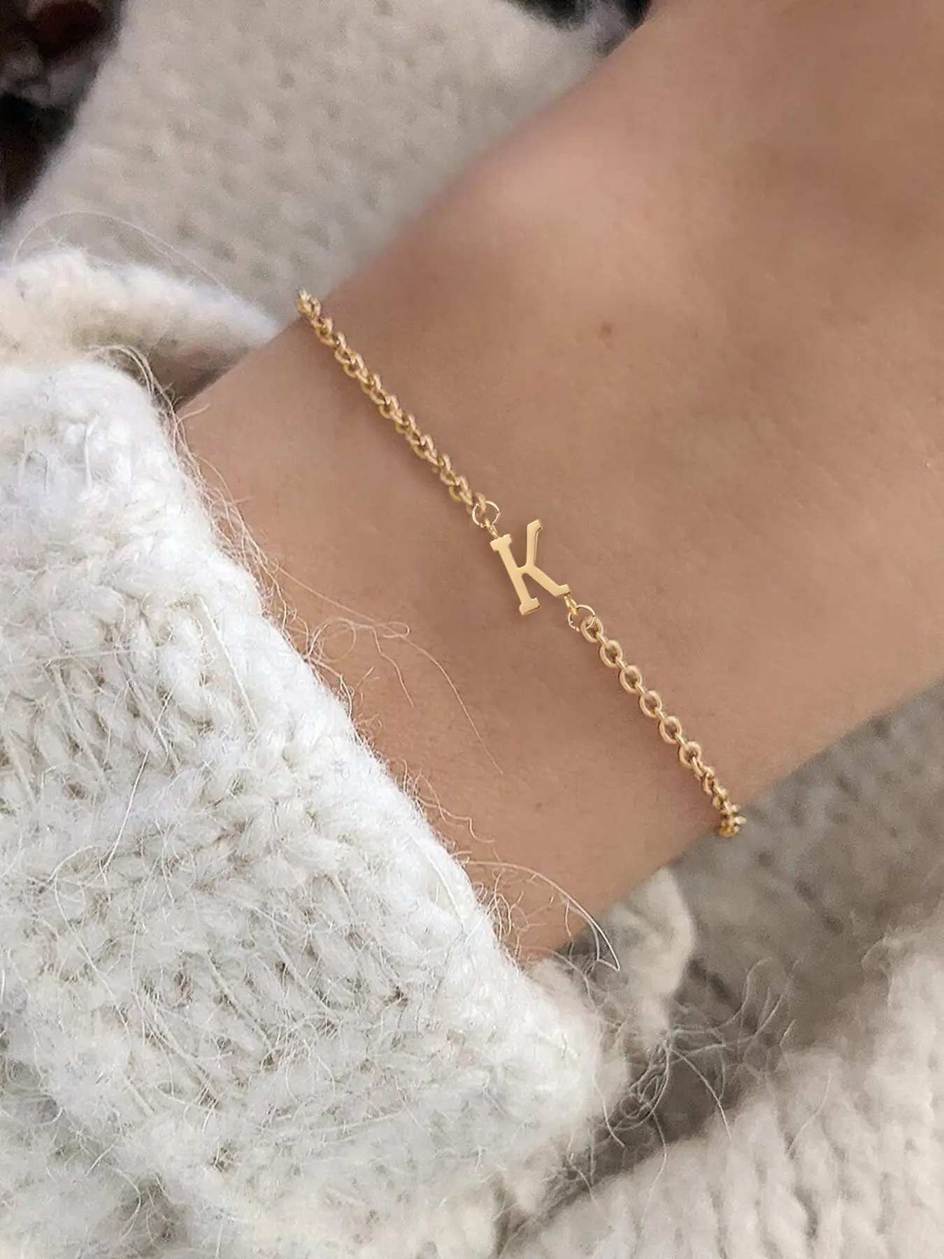 Summer Letter Detail Link Bracelet, Stainless Steel Jewelry for Women for Gift, Accessories for Daily Wear Valentine's Day Gift