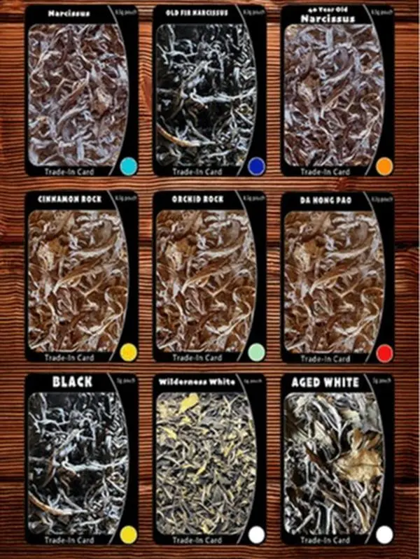 Starter Set Trading Cards - Includes Narcissus - Da Hong Pao - Orchid Rock - Cinnamon Rock-  Black - Old Fir - Aged White - Wilderness White - 40 Year Narcissus Cards - (Not Shown, but included: High Altitude - Buddha's Hand)