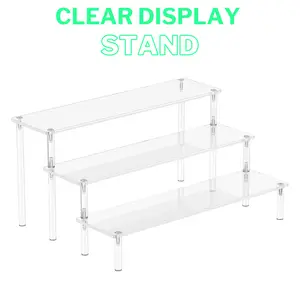 Acrylic Display Risers, 3 Tier Perfume Organizer Stand, Clear Cupcake Stand Holder, Large Shelf Risers for Figures, Dessert Shelves for Party