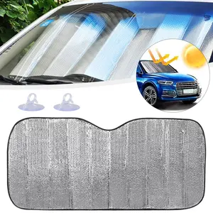 Foldable Car Windshield Sun Shade Cover - UV Block & Heat Protector 55" x 27" Reflective Visor for Front Window