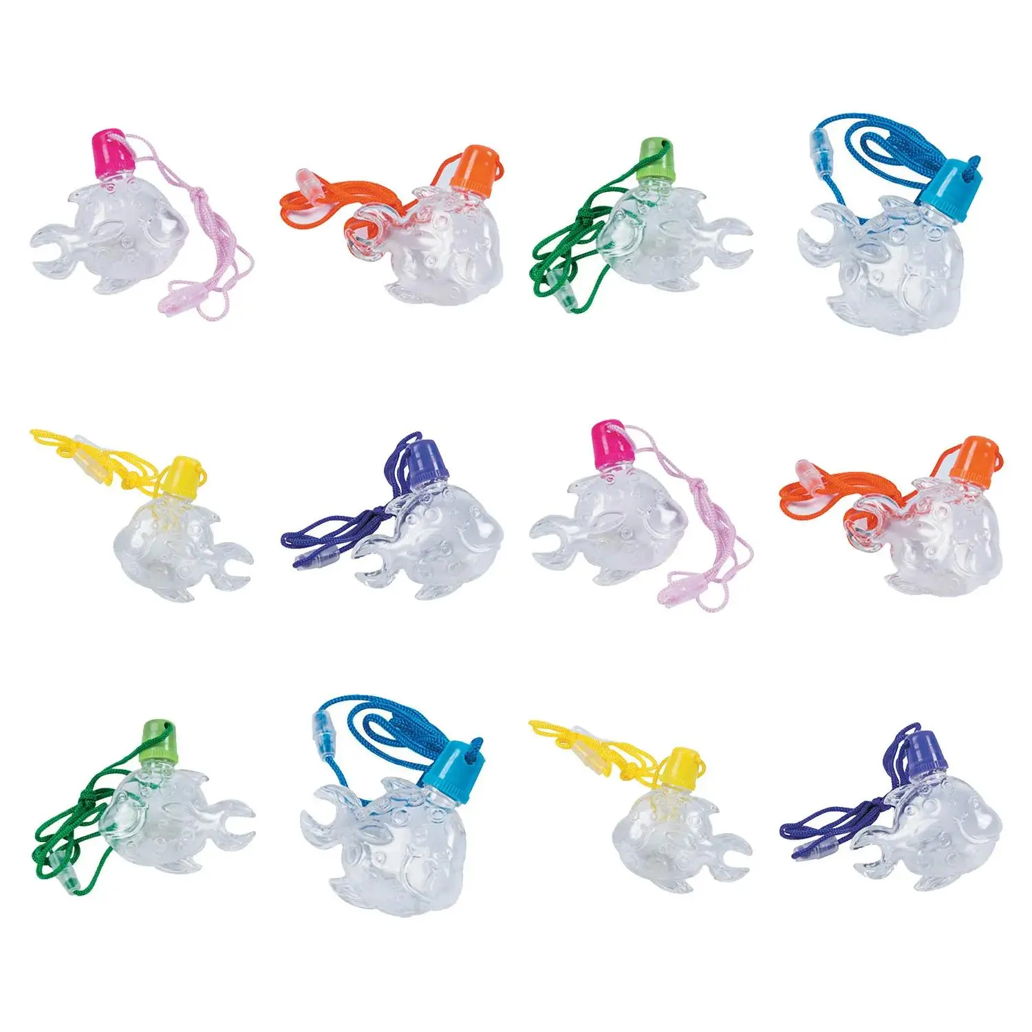 2 1/2" Tropical Fish Sand Art Plastic Bottle Necklaces - 12 Pc.