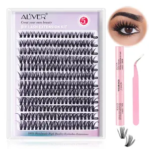 Aliver Lash Extension Kit DIY 280pcs Lash Clusters Aliver Eyelash Extension Kit,  30D 40D Individual Lashes Kit with 2 in 1 Lash Bond and Seal, Lash Tweezers for Self Use