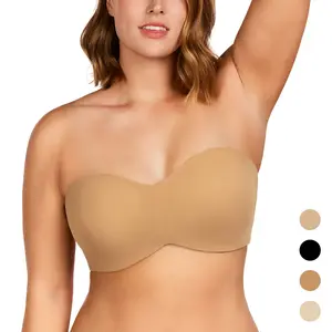 HSIA Shay Plus Size Seamless Cloudsoft Lightly Lined Molded Cups Underwire Strapless Minimizer Bra for Big Busted Women Multi-Way Convertible Bra with Anti-Slip Silicone Strips and Detachable Straps Free Clear Straps for Wedding Party Strapless Dresses