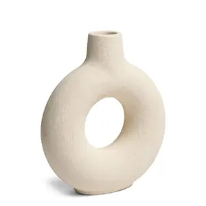 Villa Moda Oona Decorative Modern Ring Vase, Medium, White Villa Moda Oona Decorative Modern Ring Vase, Medium, White