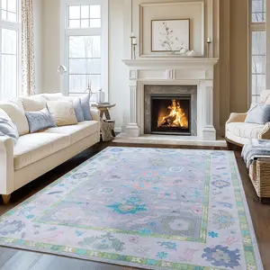 JAKOLIVE Eye-Catching Artistic Abstract Area Rug for Living Room, Oshakh Light Purple Tapestry Floor Carpet with Versatile Home Decor, Machine Washable, Suitable for Living Room, Bedroom, Hall, Bathroom, Kitchen, Laundry Room