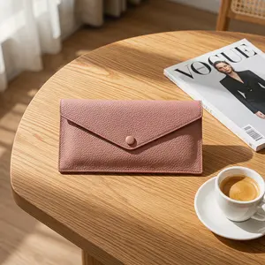 Ultra Thin Soft Leather Card Holder For Women Mini Envelope Slim Wallet Lightweight Portable Large Capacity High Grade ID Card Cash Storage Purse Daily Commute Outdoor Travel Practical Small Purse-MM1
