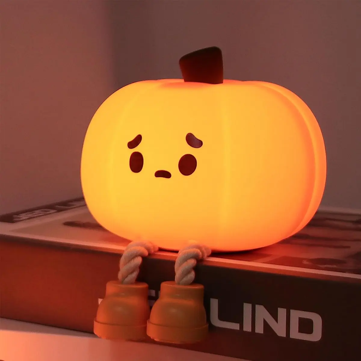 Halloween Pumpkin Lamp, Home Decoration Nights Light, Mini Cute LED Pumpkin Lamp with 3 Level Dimmable, Nursery Nightlight for Kids, Silicone Rechargeable Bedside Touch Lamp, Holiday party ambient lighting