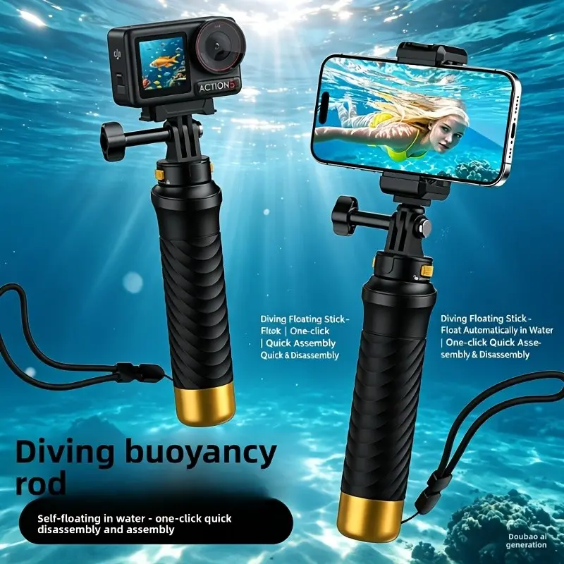 Snorkeling Floating Stick for Action Cameras, Anti-Sink Buoyancy Rod with Wrist Strap, Universal Floaty Grip for Gopro & iPhone/android, Video Recording Gear