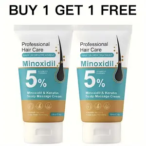 [BUY 1 GET 1 FREE] 5% Minoxidil Hair Growth Scalp Massage Cream with Keratin & Ginger for Men Women Prevents Loss Repairs Follicles Promotes Fast Regrowth Strengthens Roots Buy 1 Get 1 Free