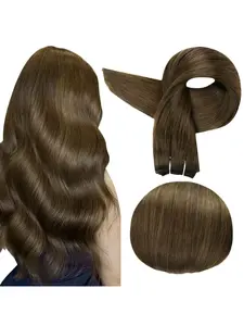 16-26Inch Weft Hair Extensions Human Hair Tea brown Hair Extensions  Sew In Weft Extensions Real Human Hair Weft For Women Sew In Hair 50g #4 #6 Natural Black 24inch volume DIY hair extensions