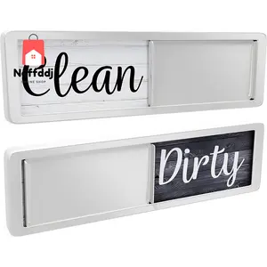 Dishwasher Magnet Clean Dirty Sign, Strong Universal Dirty Clean Dishwasher Magnet Indicator for Kitchen Organization, Slide Rustic Farmhouse Black and White Wood No Brand