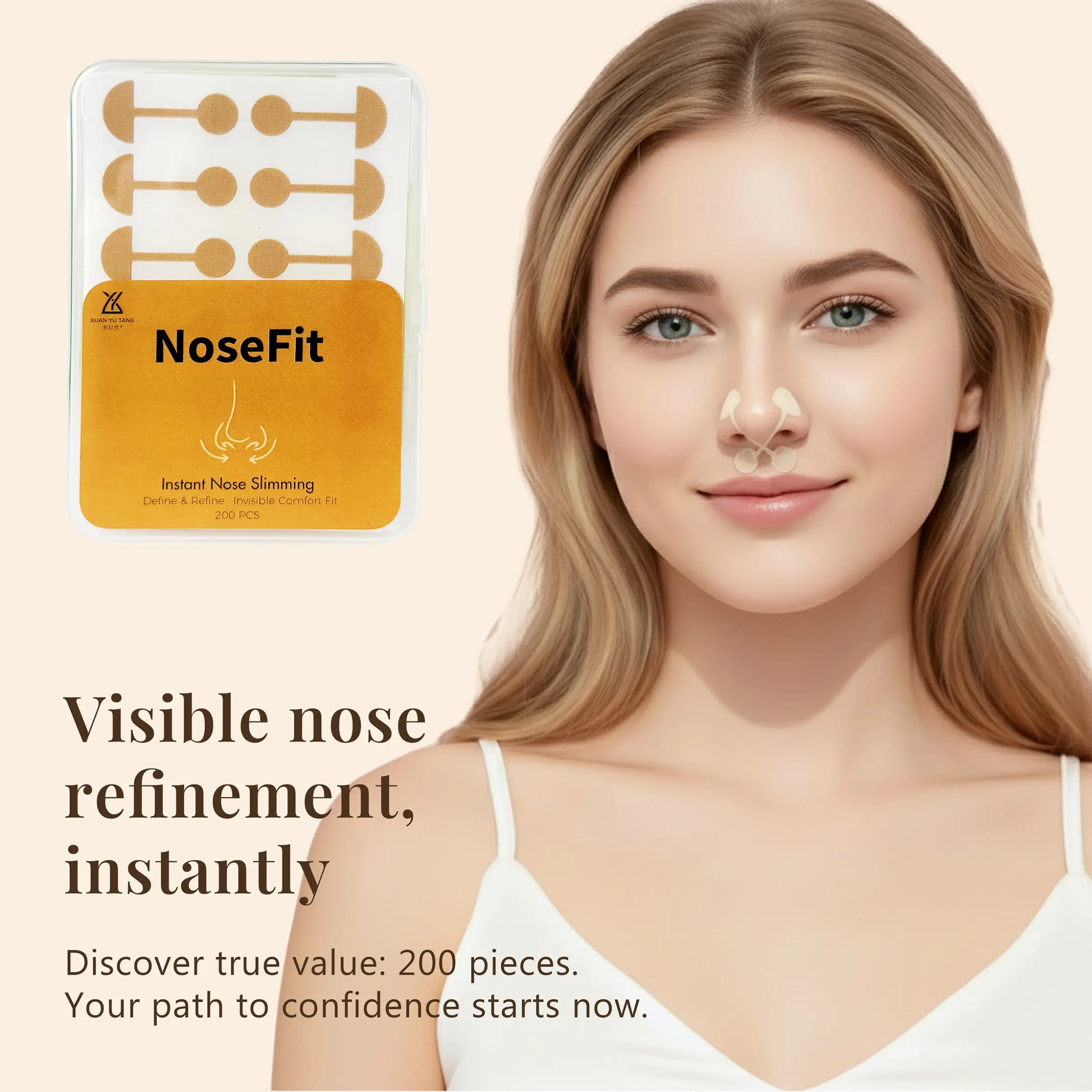 200pcs Large Capacity Nose Shaper, Invisible Nasal Constrictor, Skin-Friendly Material, Non-Invasive Nose Correction, Unisex, Perfect Gift