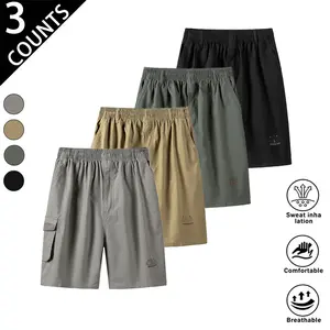 3-pack men’s casual cargo shorts with side pocket design—practical and convenient. Breathable fabric for comfort, a loose fit that’s neat and versatile—ideal for everyday outings and outdoor leisure; cool, clean, durable, and wear-resistant.