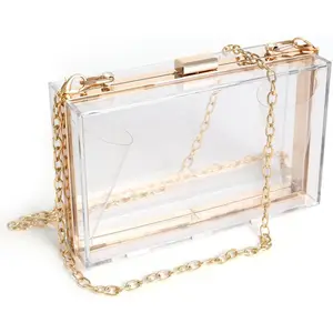Women Clear Purse Acrylic Box Clutch Handbag, Small Transparent Crossbody Evening Bag Stadium Approved Gold Chain Strap Adjustable Detachable Phone Lanyard Wallet Small High-End Touch Fragrance Chain Bag hamptons  hobo  bag alberto  hobo  bag  maxi Lychee