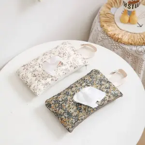 Floral Print Baby Wet Wipes Tissue Box with Flip Cover, Portable Stroller Hanging Case, Removable Napkin Storage Holder for Diaper Bag & Travel