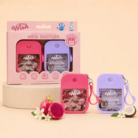 【TREND】Wish On-the-Go Keychain Sanitizer Gift Box - 1.2 oz Multi-Pack With Protective Silicone Case & Clip for Effortless Style, Hydrating Aloe & Vitamin E Spray, Mini Travel Set