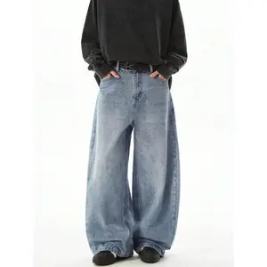 New1pc Loose Fit Casual Street Style Wide-Leg Couple Jeans