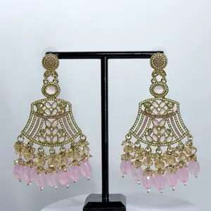 Bollywood/Desi Preeti Handcrafted Stonework Statement Earrings for Bridal Festive Wear Lightweight Comfortable Traditional Jewelry